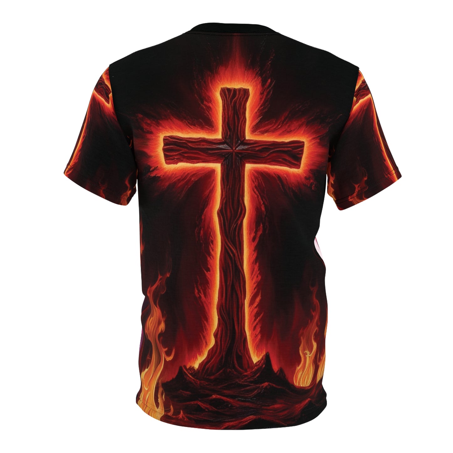 Psychedelic Raven & Cross Unisex Tee - Symbolic Graphic Shirt for Spiritual Seekers