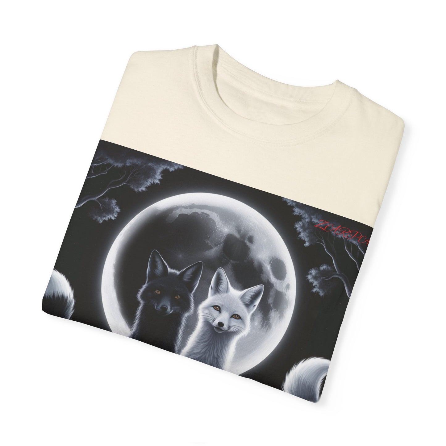 Unisex Garment-Dyed Moonlit Fox T-Shirt | Celestial Animal Design