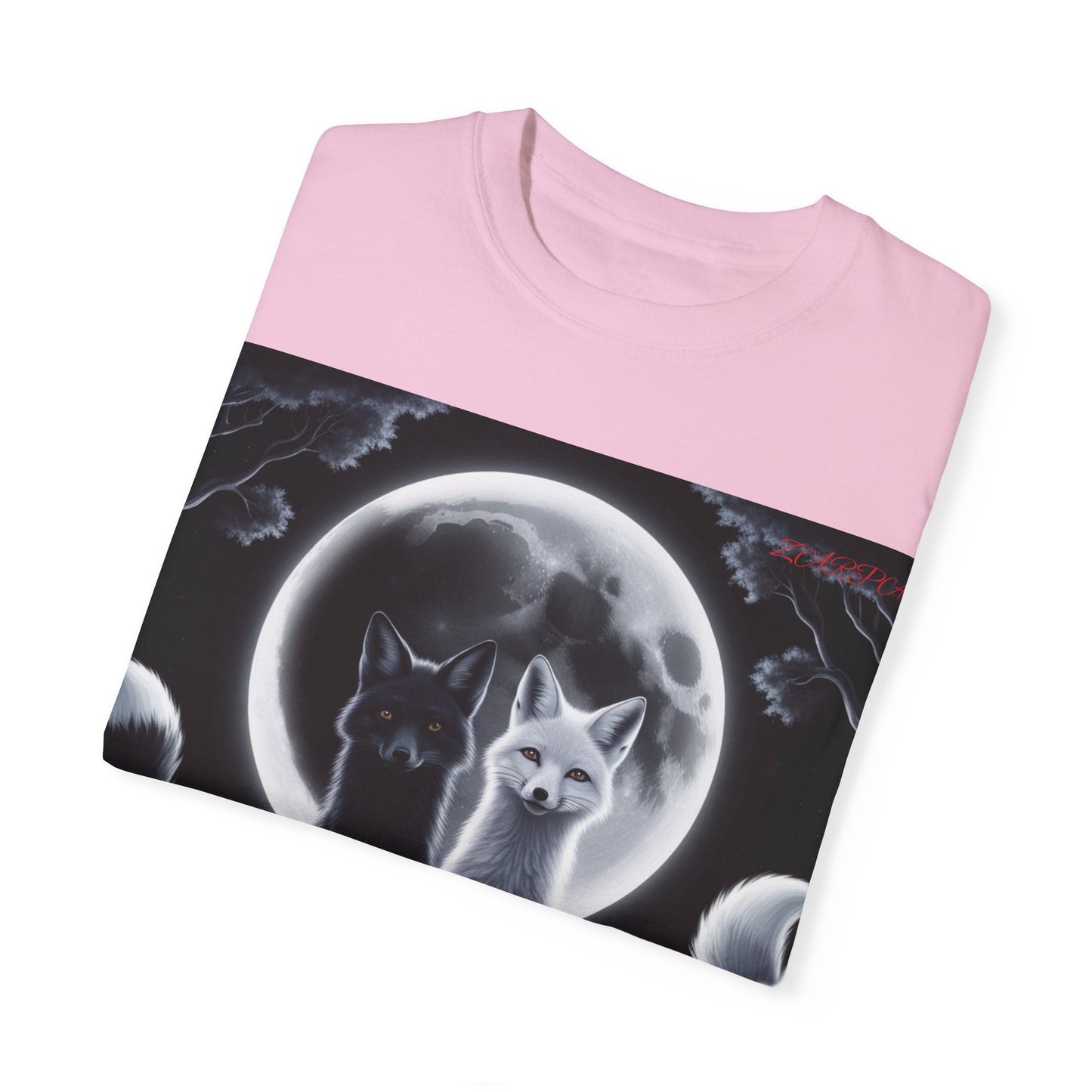 Unisex Garment-Dyed Moonlit Fox T-Shirt | Celestial Animal Design