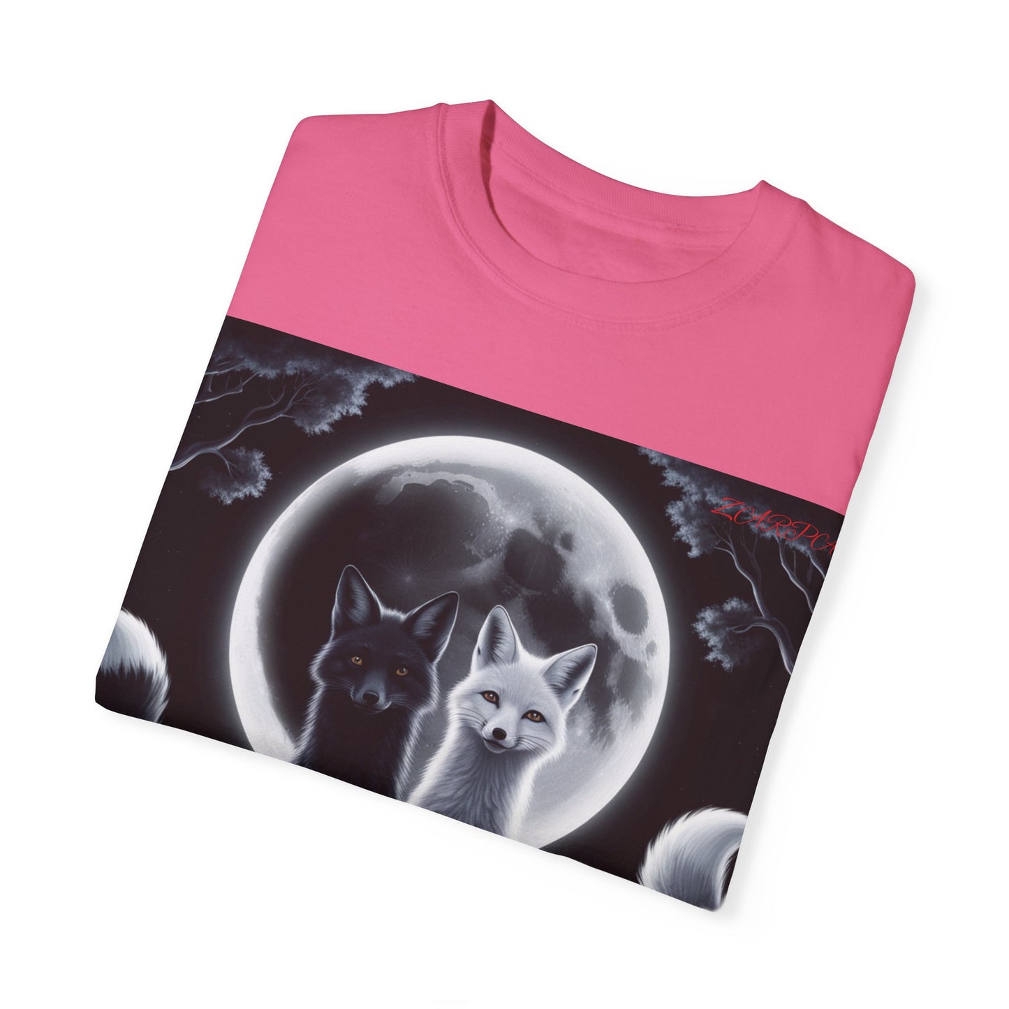 Unisex Garment-Dyed Moonlit Fox T-Shirt | Celestial Animal Design