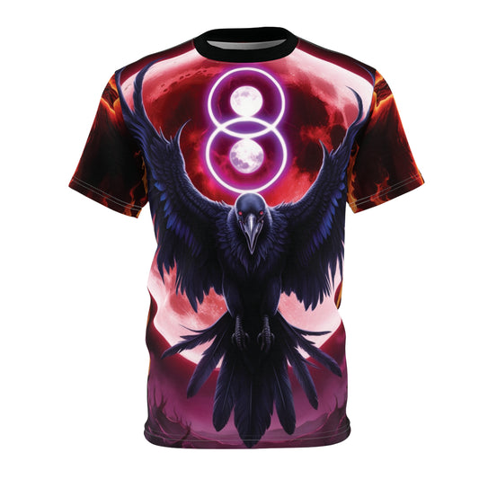 Psychedelic Raven & Cross Unisex Tee - Symbolic Graphic Shirt for Spiritual Seekers