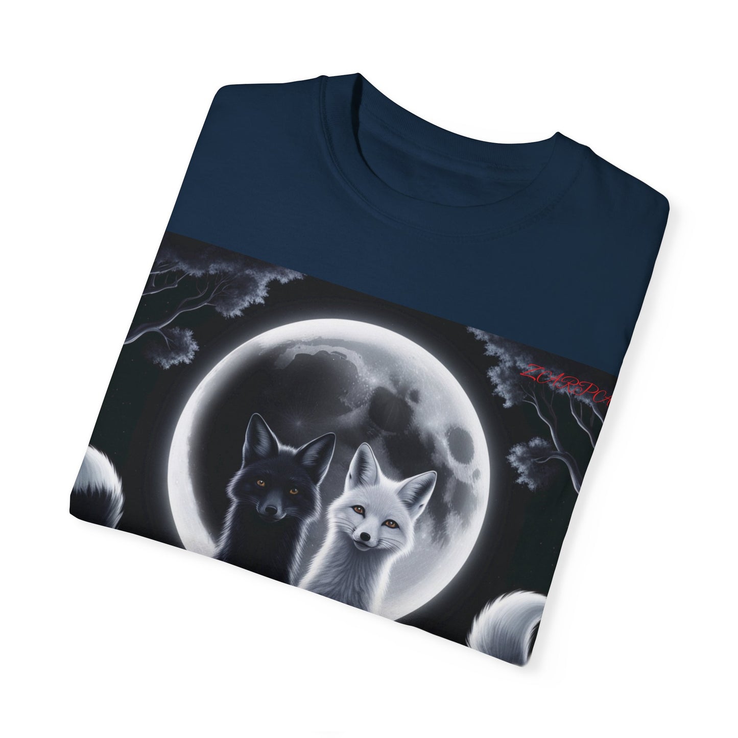 Unisex Garment-Dyed Moonlit Fox T-Shirt | Celestial Animal Design