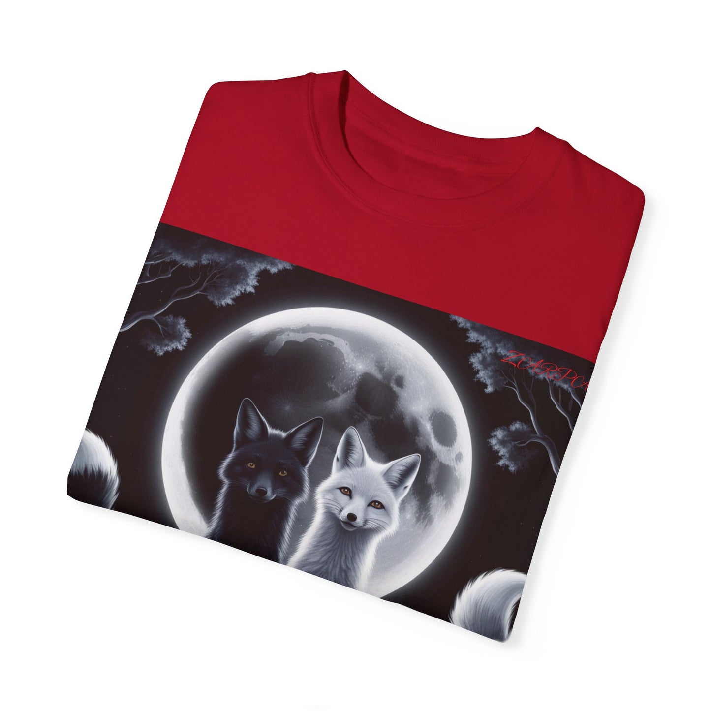 Unisex Garment-Dyed Moonlit Fox T-Shirt | Celestial Animal Design